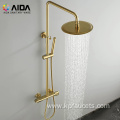 Handheld Round Brass Washroom Shower Head Set